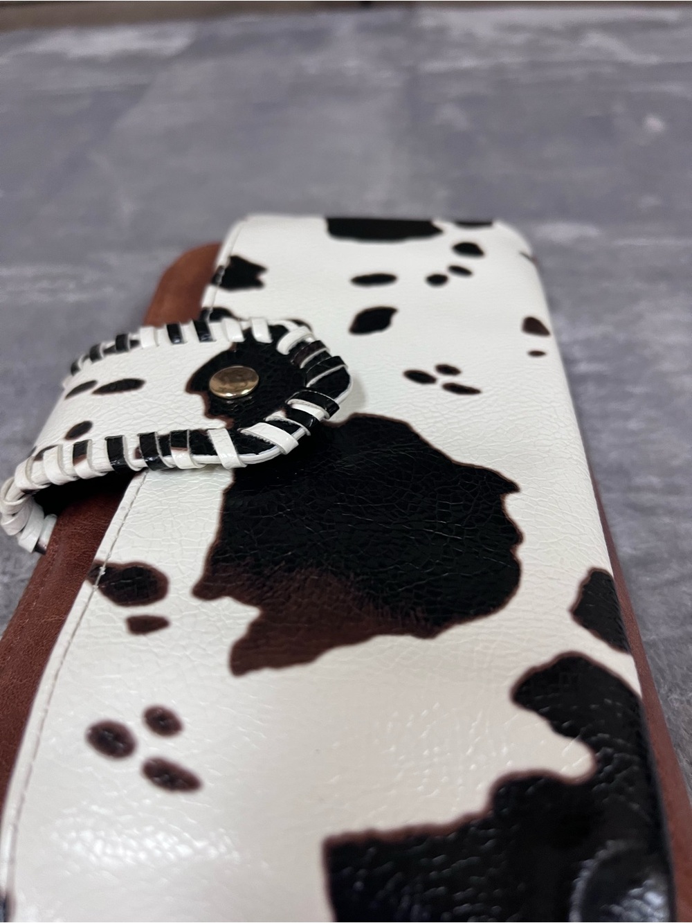 Source Unknown Cowhide-Print Wallet in White, Black & Brown
